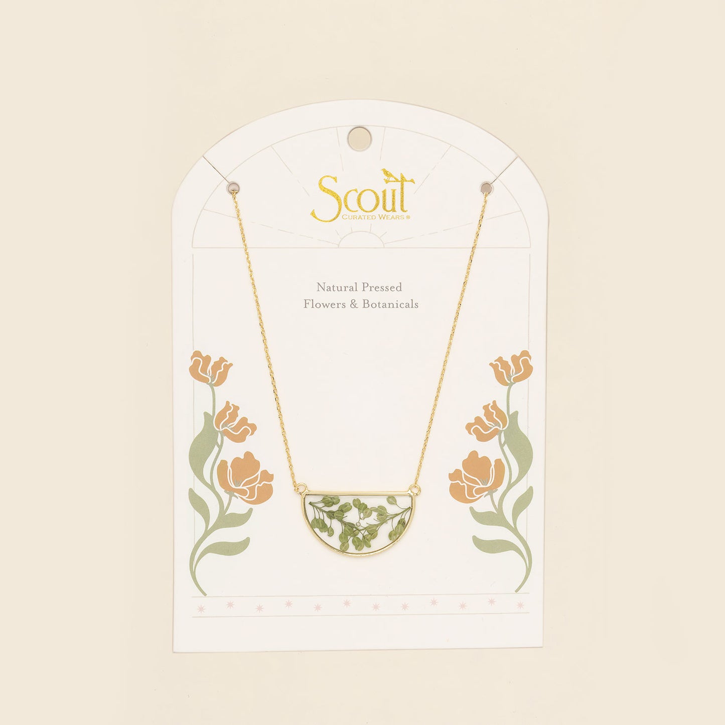 Green Peppergrass Pressed Flower Necklace