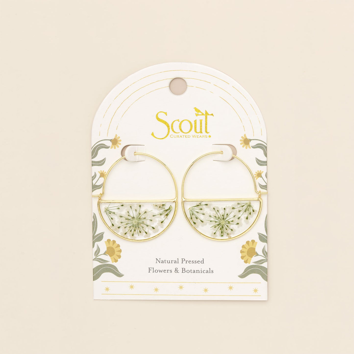 White Lace Pressed Flower Hoop