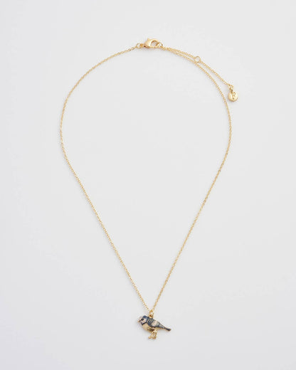 Enamel Blue Tit Short Necklace