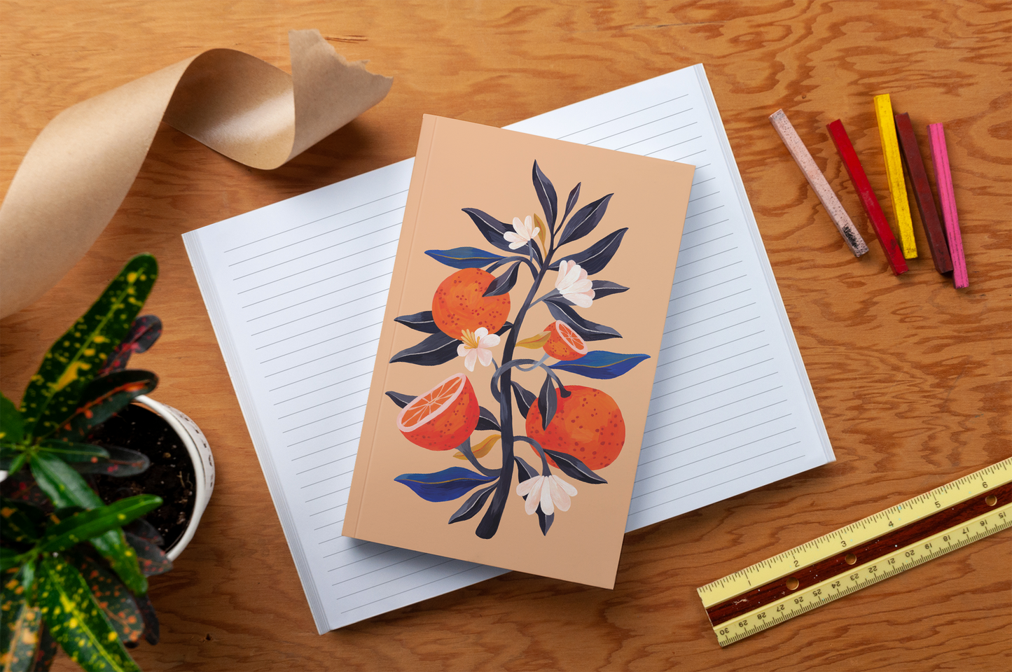 Orange Tree Soft Touch Layflat Notebook