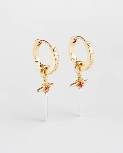 Rose Dagger Huggie Earrings