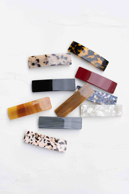 Rectangular Glossy Hair Barrettes