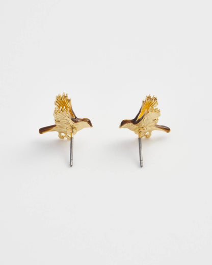 Enamel Flying Robin Stud Earrings