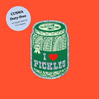 I Heart Pickles – Glitter Vinyl Sticker