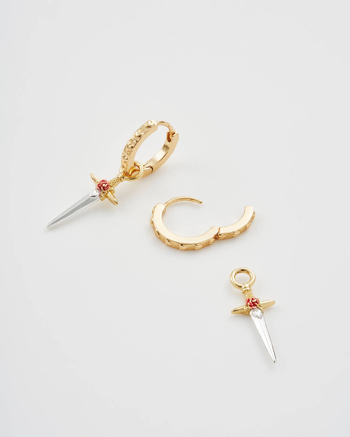 Rose Dagger Huggie Earrings