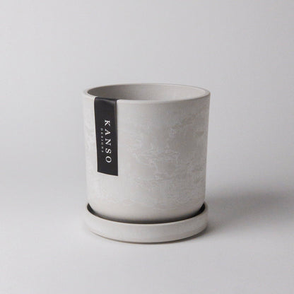 4" Signature Planters & Saucer : White Stone