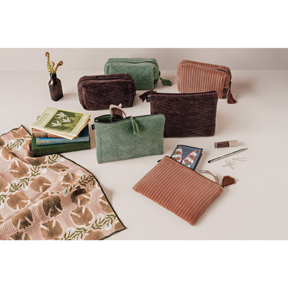 Copper Quilted Velvet Flat Pouch