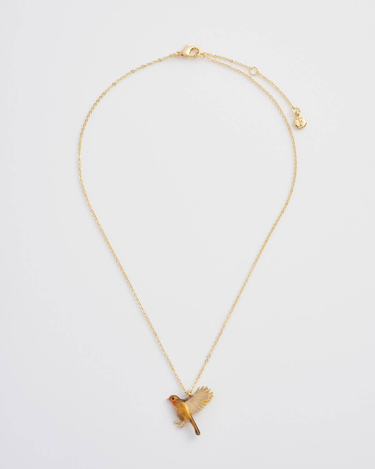 Enamel Flying Robin Necklace