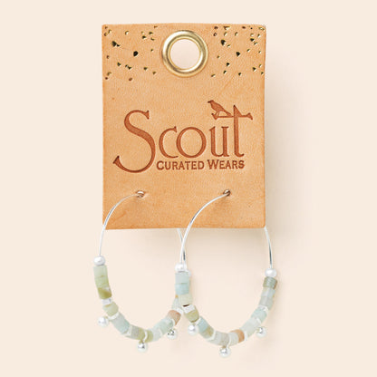 Stone Disc Hoop Earrings
