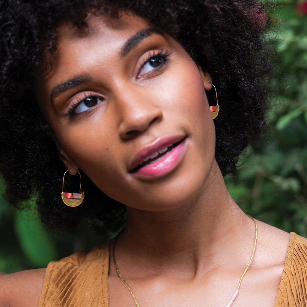 Miyuki Crescent Hoop Earrings