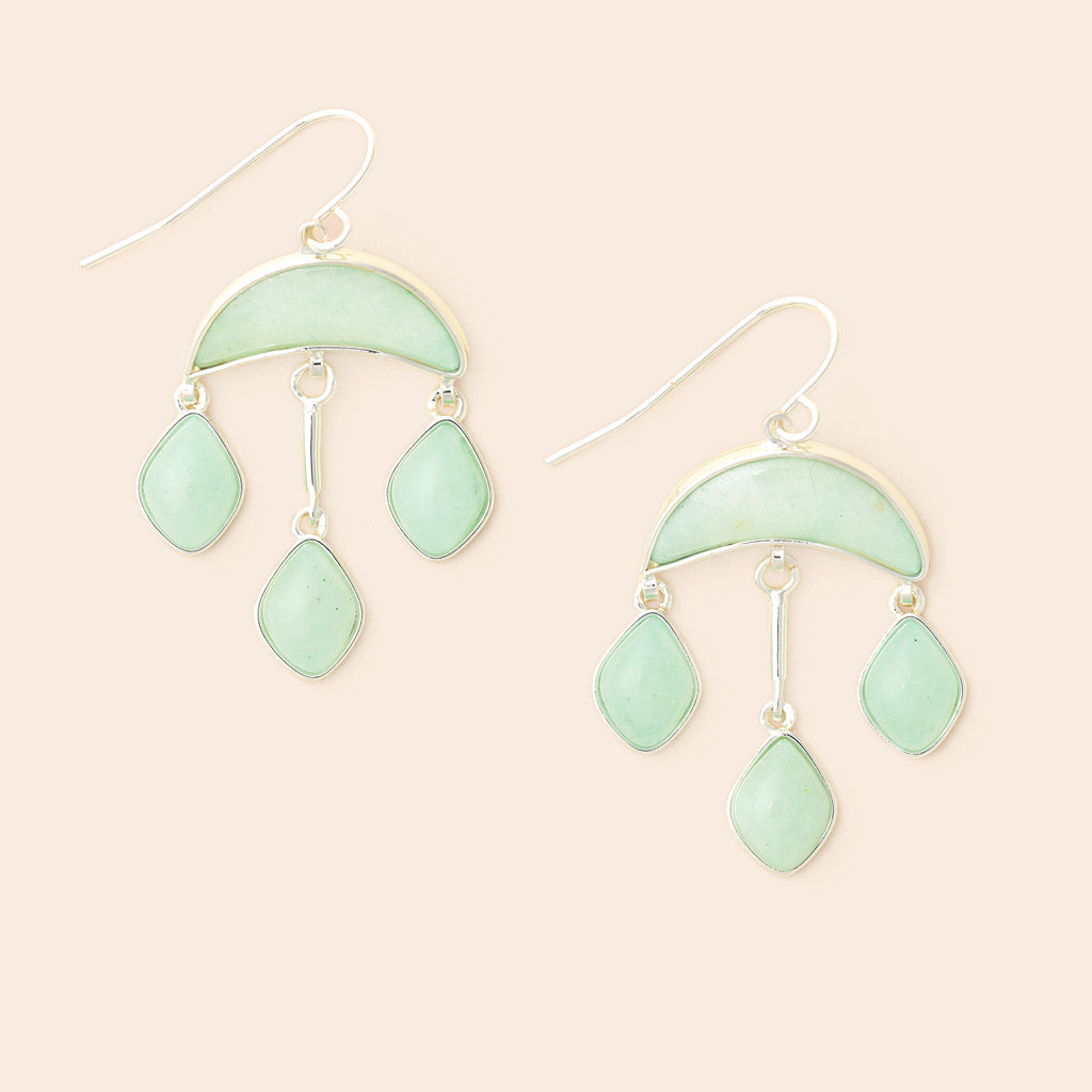 Stone Crescent Drop Earrings