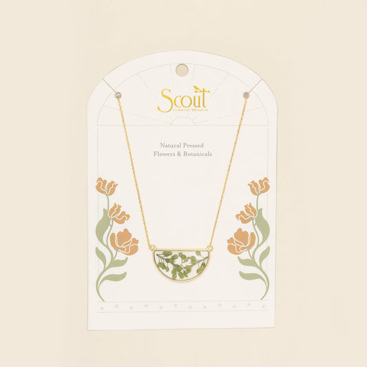 Green Peppergrass Pressed Flower Necklace