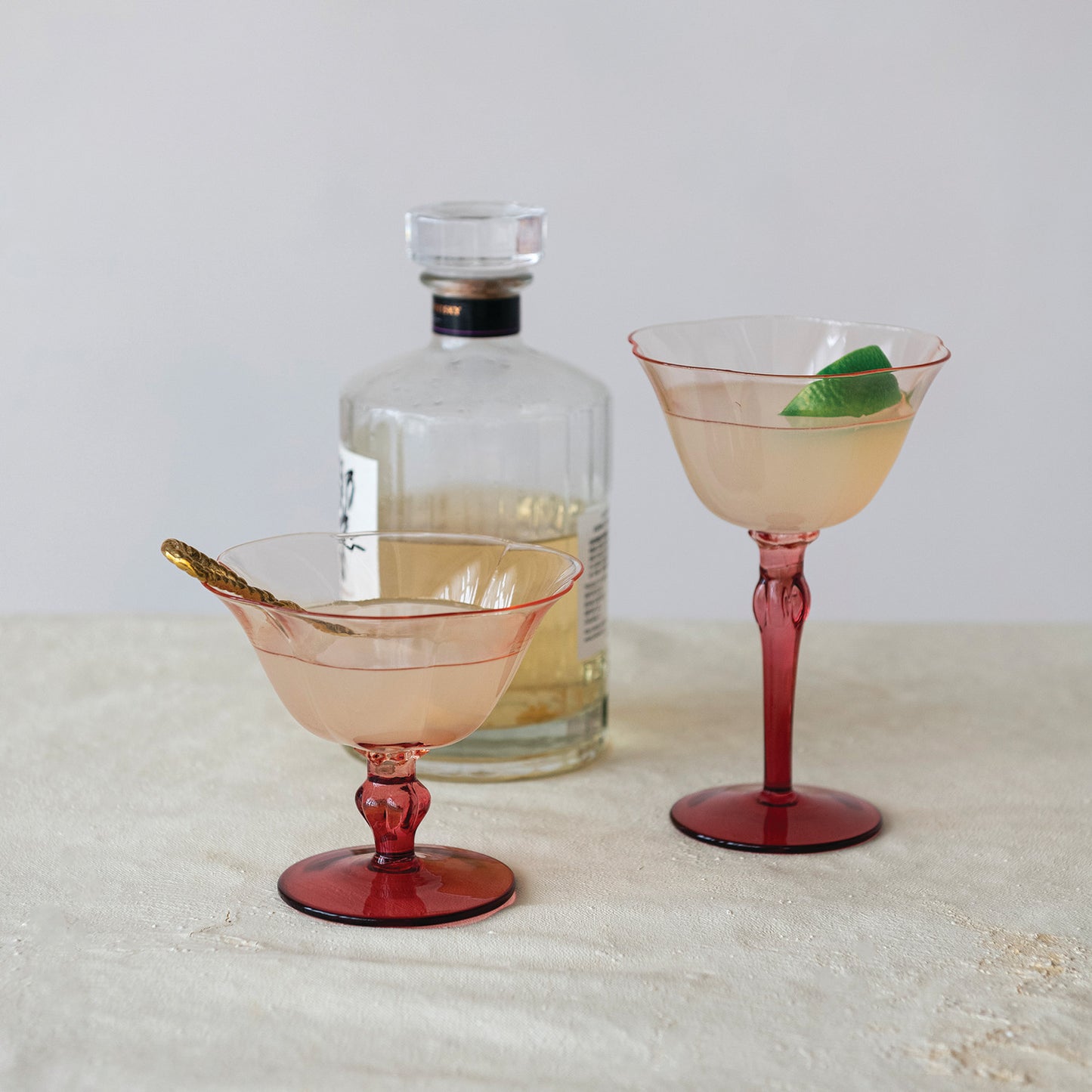 Floral Wine Glass Short - Red + Pink