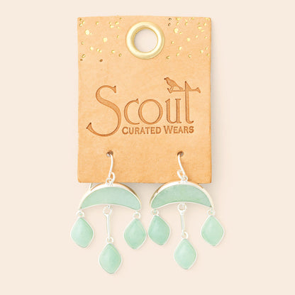 Stone Crescent Drop Earrings