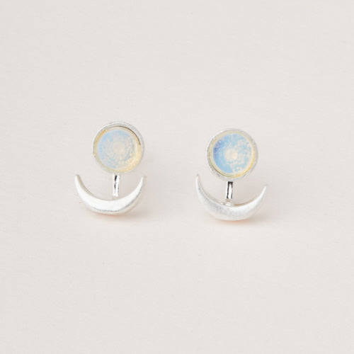 Moon Phase Jacket Earrings - Silver